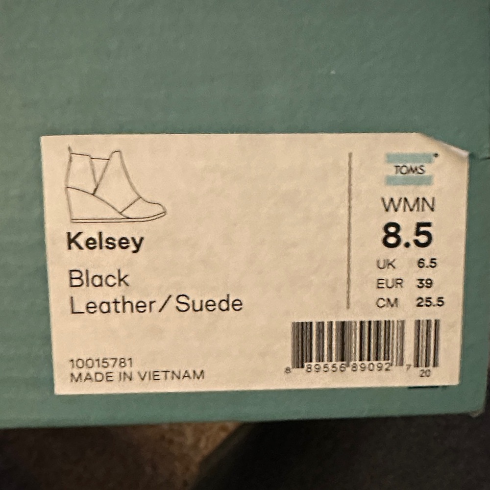 Toms Kelsey Black Ankle Wedge Booties - Picture 2 of 6